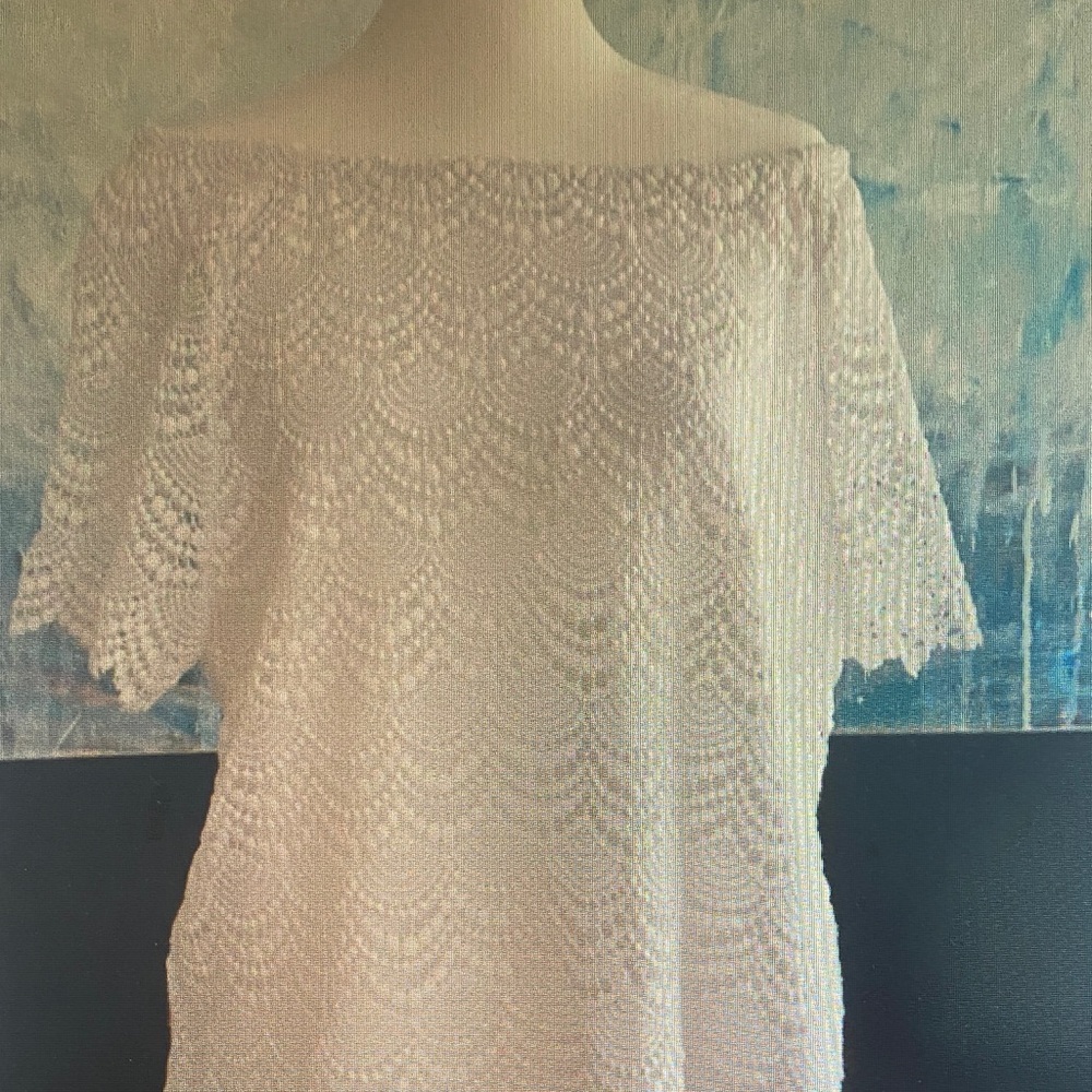 Off-Shoulder Crochet Lace Women's Top - White
